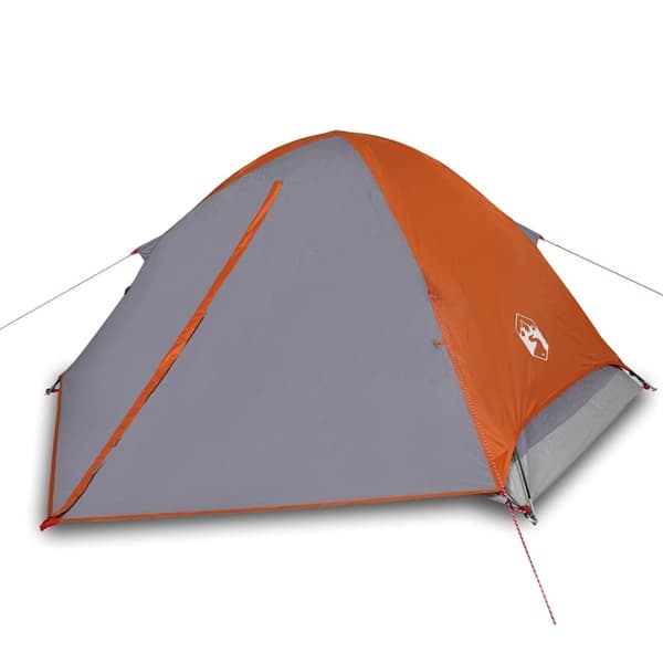 vidaXL 4-personers campingtelt vandtæt grå og orange