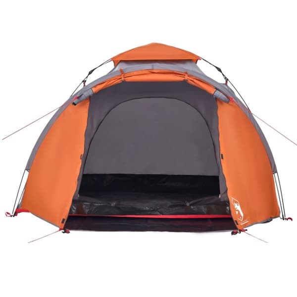 vidaXL 3-personers campingtelt kuppel quick-release grå og orange