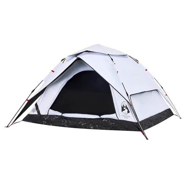 vidaXL 4-personers campingtelt kuppel quick-release mørklægning hvid
