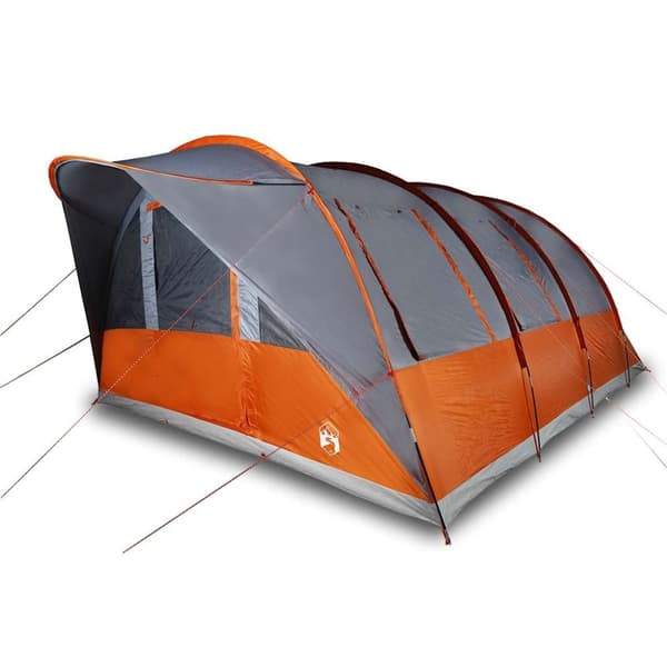 vidaXL Tunneltelt for camping 7 personer grå og oransje vanntett
