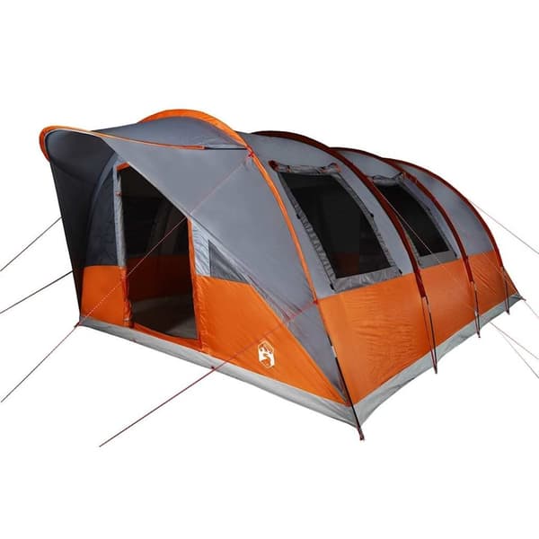 vidaXL Tunneltelt for camping 7 personer grå og oransje vanntett