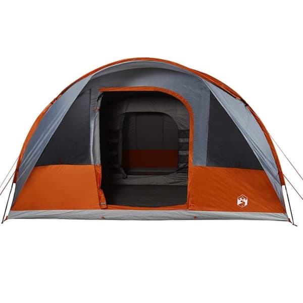 vidaXL Tunneltelt for camping 7 personer grå og oransje vanntett