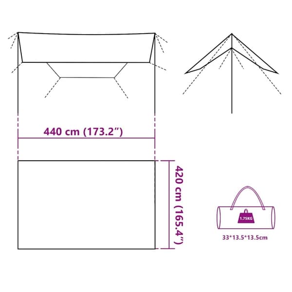 vidaXL tarp 420x440 cm vandtæt grøn