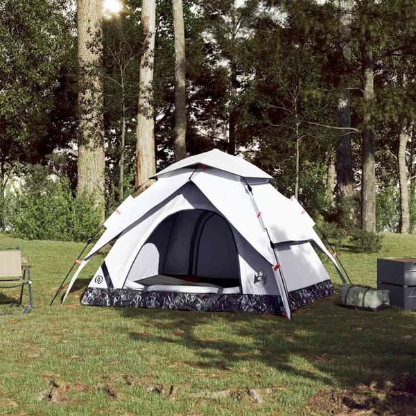 vidaXL 3-personers campingtelt kuppel quick-release mørklægning hvid