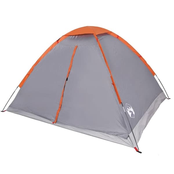 vidaXL Kuppeltelt for camping 2 personer grå og oransje vanntett