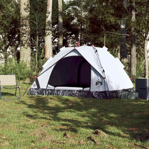 vidaXL 3-personers campingtelt kuppel quick-release mørklægning hvid