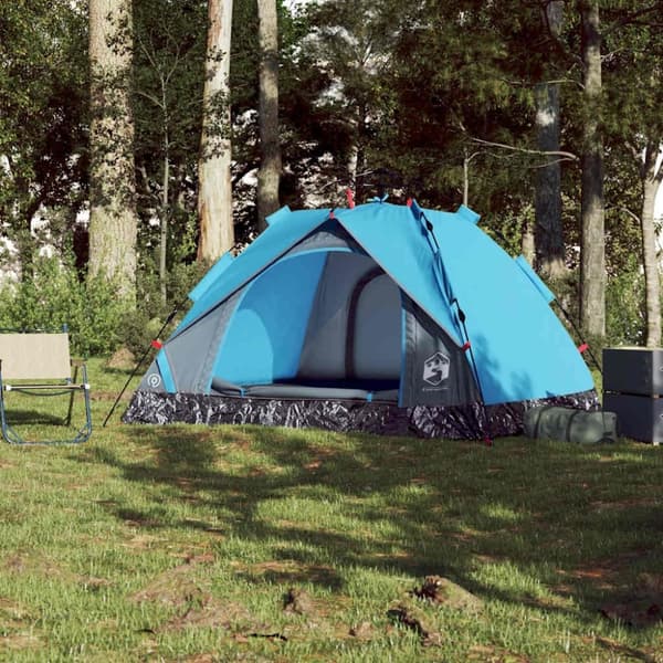 vidaXL Campingtelt 3 personer blå hurtigutløser