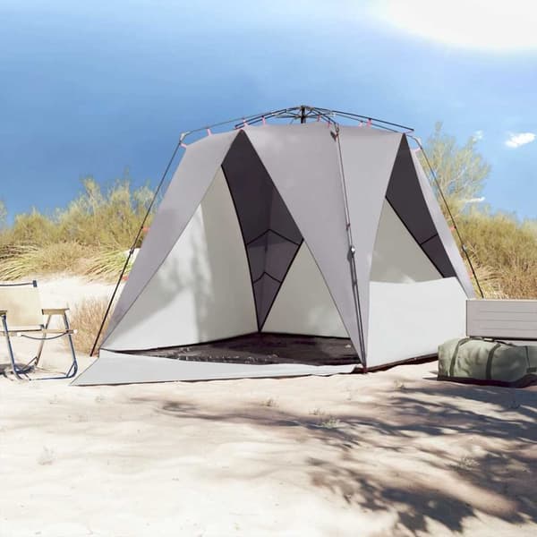vidaXL 4-personers campingtelt vandtæt quick-release grå