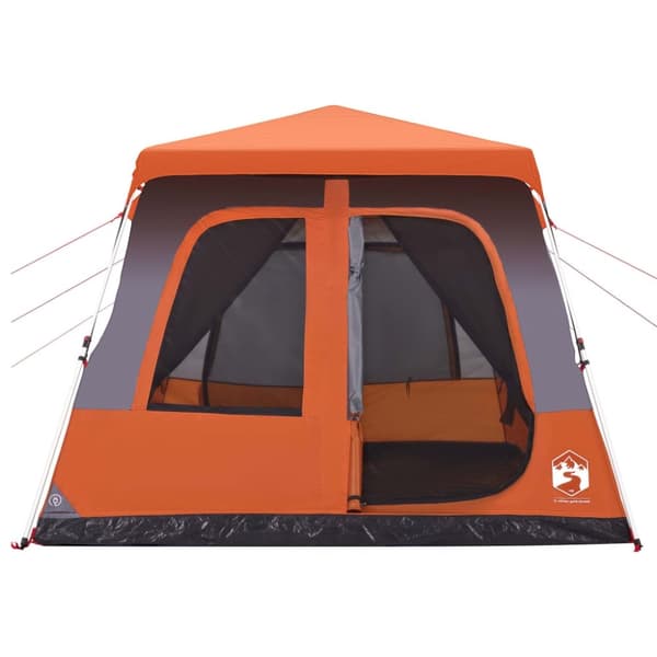 vidaXL Kuppeltelt for camping 8 personer grå og oransje hurtigutløser
