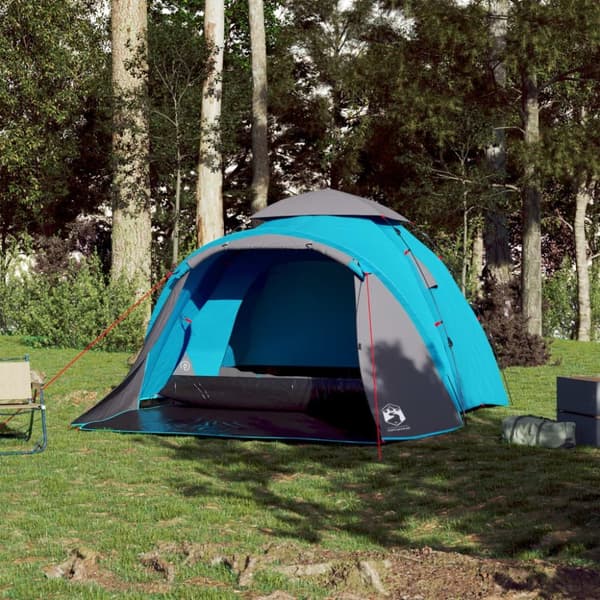 vidaXL 3-personers campingtelt kuppel quick-release blå