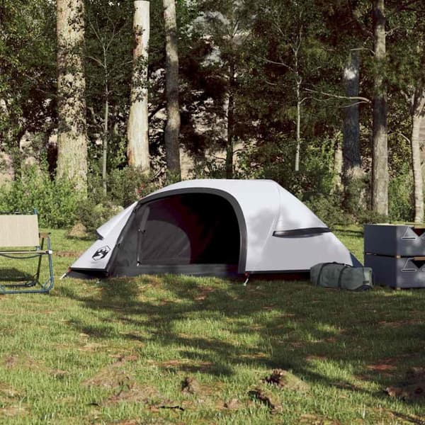vidaXL Kuppeltelt for camping 1 person hvit blendingsstoff vanntett