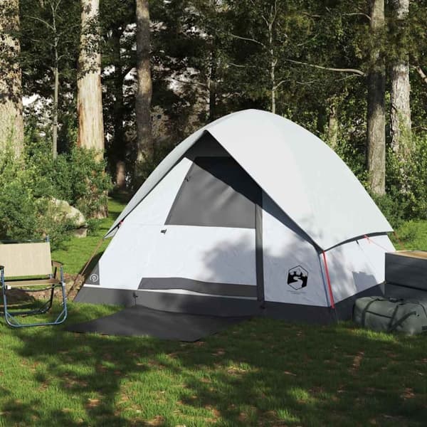 vidaXL 4-personers campingtelt vandtæt mørklægningsstof hvid