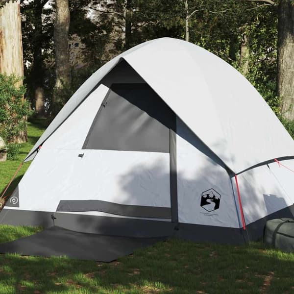 vidaXL 4-personers campingtelt vandtæt mørklægningsstof hvid