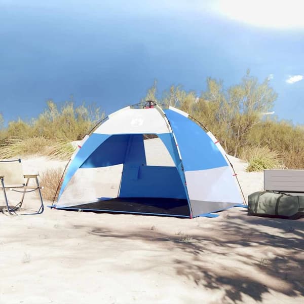 vidaXL 2-personers strandtelt vandtæt quick-release azurblå