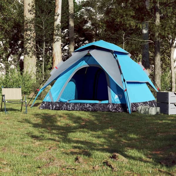 vidaXL Campingtelt 3 personer blå hurtigutløser