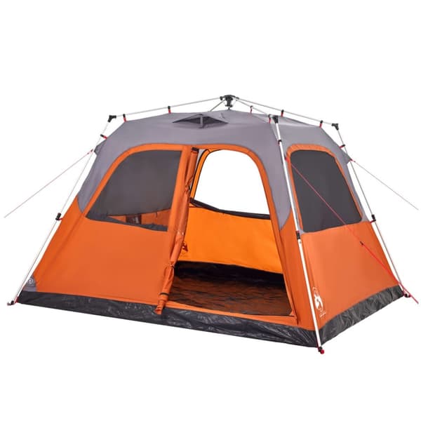 vidaXL Kuppeltelt for camping 6 personer grå og oransje hurtigutløser