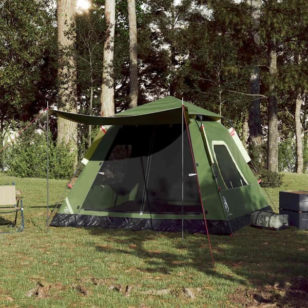 vidaXL Kuppeltelt for camping 5 personer grønn hurtigutløser