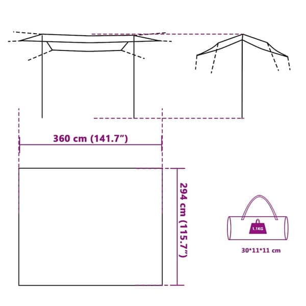vidaXL Tarp grön 360x294 cm vattentät