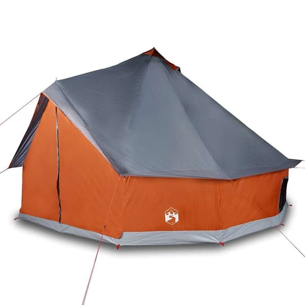 vidaXL Familjetält tipi 12 person grå och orange vattentätt