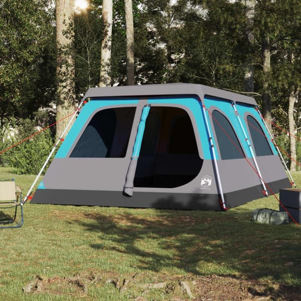 vidaXL Familietelt for camping 8 personer blå hurtigutløser