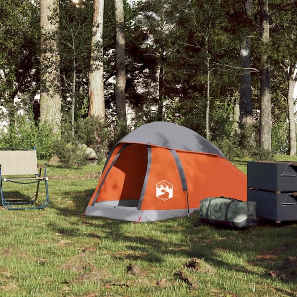 vidaXL Campingtelt 1 person grå og oransje vanntett