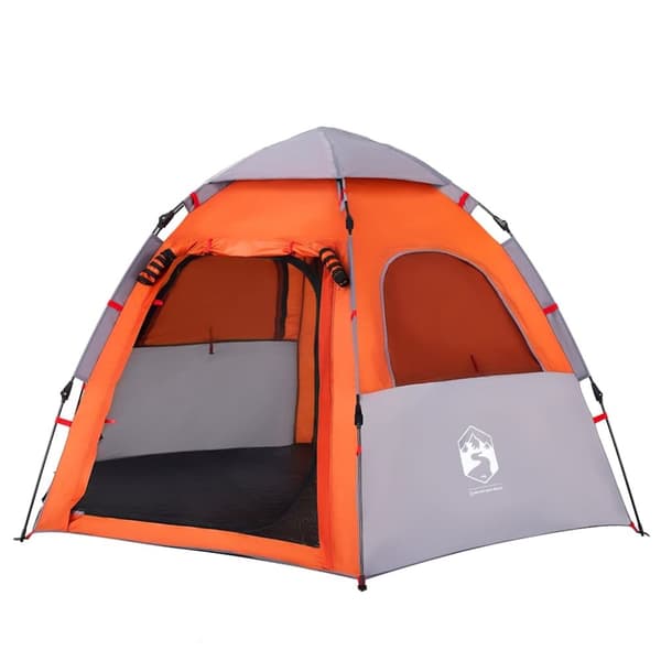 vidaXL Campingtält 4 personer grå och orange snabbrest