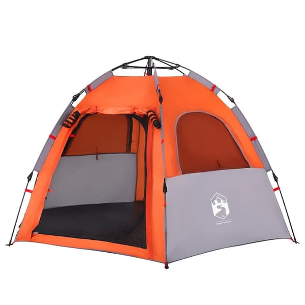 vidaXL Campingtält 4 personer grå och orange snabbrest
