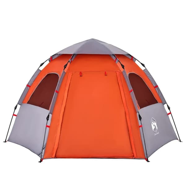 vidaXL 4-personers campingtelt quick-release grå og orange