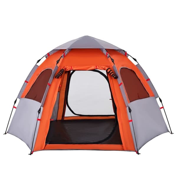 vidaXL 4-personers campingtelt quick-release grå og orange