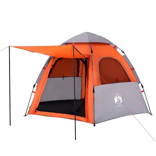 vidaXL 4-personers campingtelt quick-release grå og orange