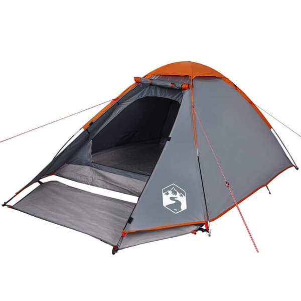 vidaXL 4-personers campingtelt vandtæt grå og orange