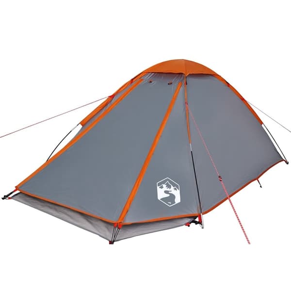 vidaXL 4-personers campingtelt vandtæt grå og orange