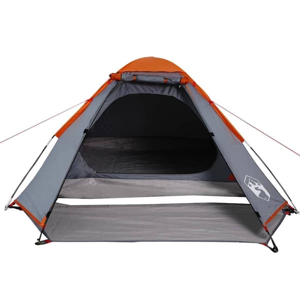 vidaXL 4-personers campingtelt vandtæt grå og orange