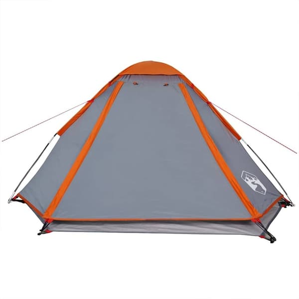 vidaXL 4-personers campingtelt vandtæt grå og orange