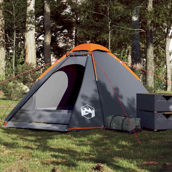 vidaXL 4-personers campingtelt vandtæt grå og orange
