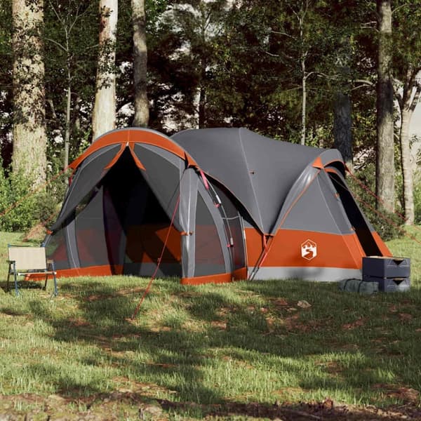 vidaXL Familjetält tipi 8 person grå och orange vattentätt