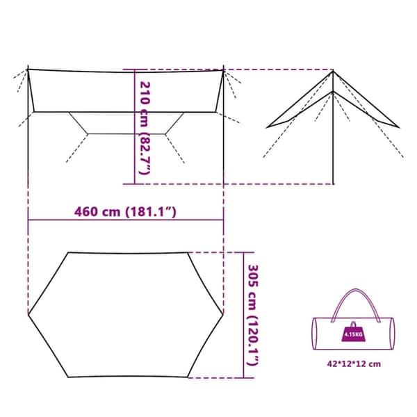 vidaXL Retkipressu sininen 460x305x210 cm vedenpitävä