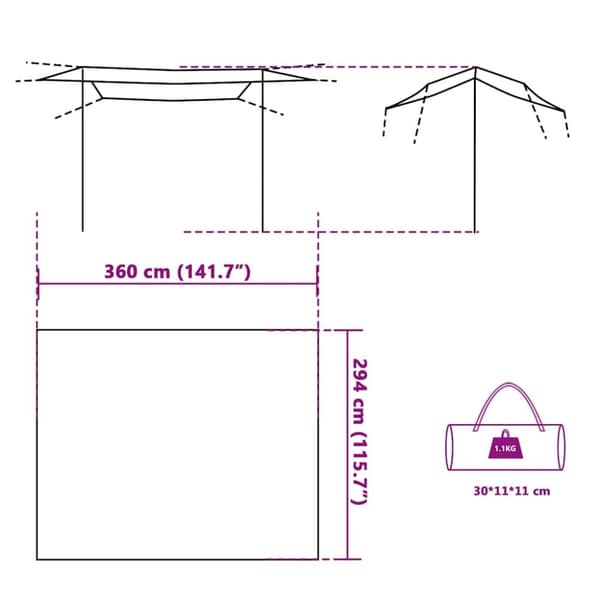 vidaXL Retkipressu sininen 360x294 cm vedenpitävä