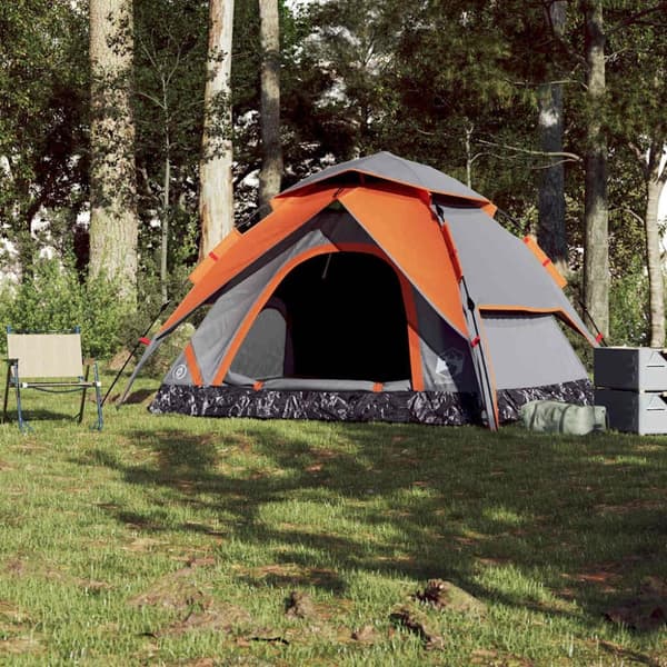 vidaXL 5-personers campingtelt kuppel quick-release grå og orange