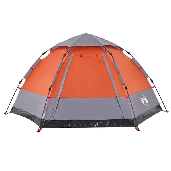 vidaXL Campingtelt 4 personer grå og oransje hurtigutløser