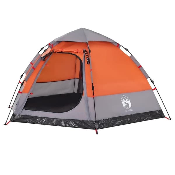 vidaXL 4-personers campingtelt quick-release grå og orange