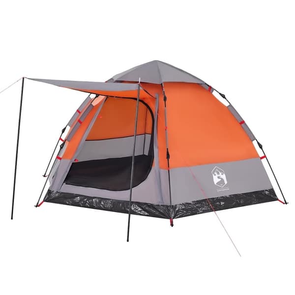 vidaXL 4-personers campingtelt quick-release grå og orange