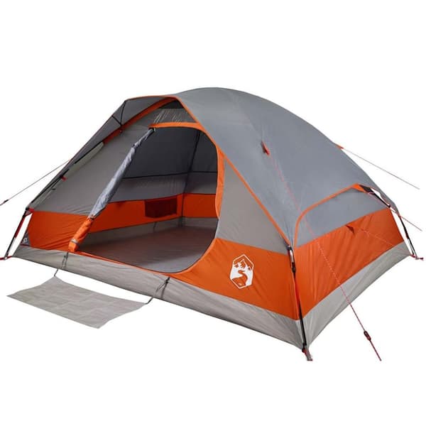 vidaXL Kuppeltelt for camping 6 personer grå og oransje vanntett