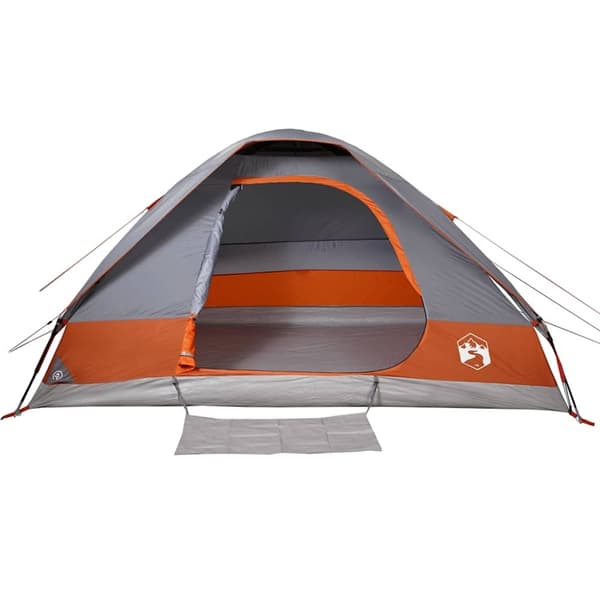 vidaXL Kuppeltelt for camping 6 personer grå og oransje vanntett