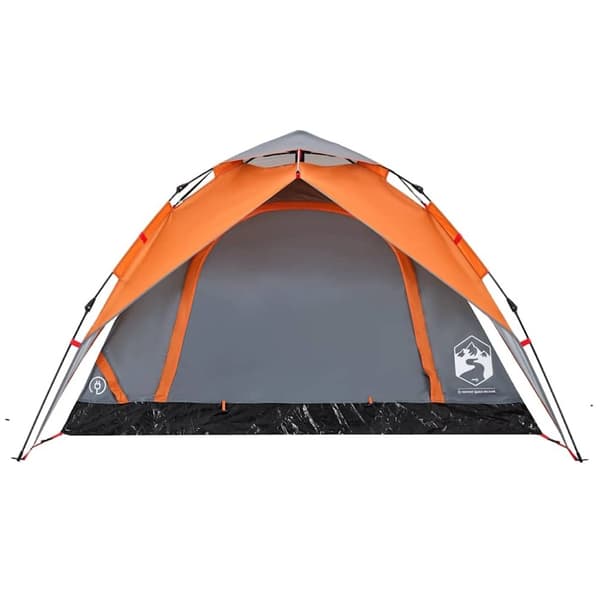 vidaXL Campingtelt 3 personer grå og oransje hurtigutløser