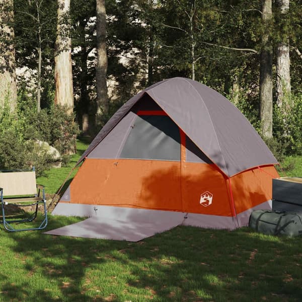 vidaXL Kuppeltelt for camping 4 personer oransje vanntett