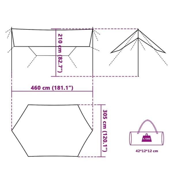 vidaXL tarp 460x305x210 cm vandtæt orange
