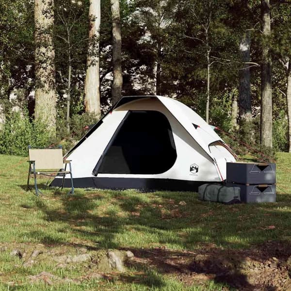vidaXL 2-personers campingtelt vandtæt mørklægningsstof hvid