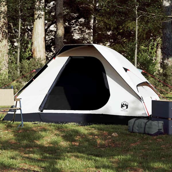 vidaXL Kuppeltelt for camping 2 personer hvit blendingsstoff vanntett
