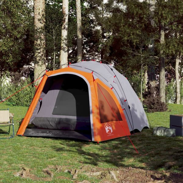 vidaXL Campingtelt 3 personer grå og oransje hurtigutløser